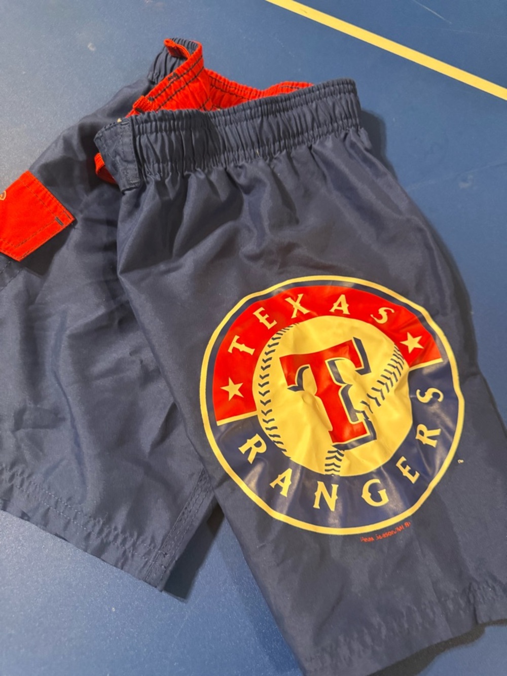 Genuine Merchandise Red & Navy Logo Swim Trunks